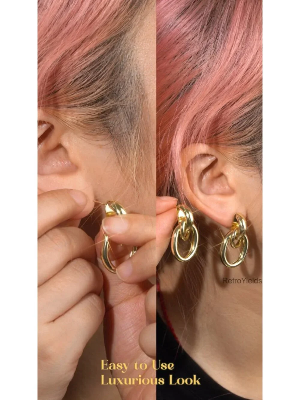14K Gold Plated 925 Sterling Silver Knot Drop Dangle Earrings Hypoallergenic